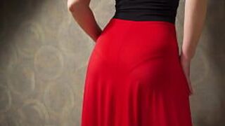 Горячая милфа в обтягивающем платье соблазняет видимую линию трусиков - порно видео