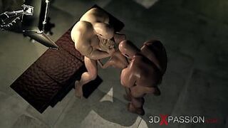 Молодую модную пленницу трахнули большие мускулистые мужчины в темной темнице - порно видео